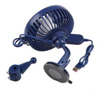 Jotekonoby Car Cooling Fan 12V-24V Three-Speed Control with 360° Rotation and Suction Cup Mount for Truck Cab or Vehicle Interior, USB Charging Portable Air(Blue)
