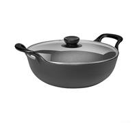 Jotekonoby Cast Iron Soup Pot, Double Ear Stew Pot for Household Use, Uncoated Non- Cooking Pot, Thickened Compact Braising Pan for One or Two(27cm pot + glass cover)
