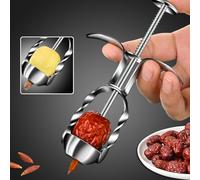 Jotekonoby Cherry Pitter Tool for Cherries Olives Jujubes Red Dates - 304 Stainless Steel Fruit Corer Having Automatic Rebound Spring Dishwasher Secure 8 X 3 X 15.6 Cm