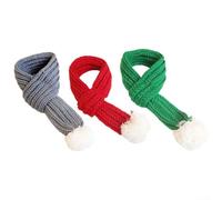 Jotekonoby Christmas Cotton Yarn Mini Scarves For Pets, 3-Pack Knit Dog And Cat Holiday Accessories With Festive Pom-Pom In Multiple Color Choices Including Red And Green(A)