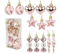 Jotekonoby Christmas Tree Decoration Set With 13 Star And Candy Ornaments, PVC Construction, For Holiday Displays On Trees, Wreaths, And Garlands(Rose gold)