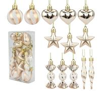 Jotekonoby Christmas Tree Decoration Set With 13 Star And Candy Ornaments, PVC Construction, For Holiday Displays On Trees, Wreaths, And Garlands(Champagn)