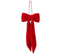 Jotekonoby Christmas Tree Ornaments Long Velvet Bow Window Hanging Decoration In Red For Festive Holiday Decor, 28X12cm/35x20cm/60x30cm/60x40cm Size Options(12cm Red)