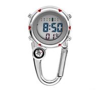 Jotekonoby Clip On Watch Sports Backpack Carabiner Watch Glow In The Dark Pocket-Watch With For Compass For Outdoor Climbing Hiking Activities(Red)