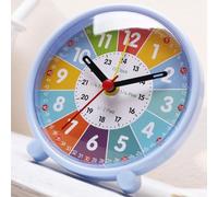 Jotekonoby Colorful Silent Learning Clock for Kids 4-8, Teaching Clock with 24-Hour Inner For Ring, Non-Ticking Classroom Wall Clock for Home School(EARLY SCHOOL BLUE)