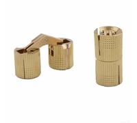 Jotekonoby Copper Cylinder Concealed Cabinet Hinge 8mm 10mm 12mm 14mm Diameter Brass Invisible Hinge for Furniture Doors with Adjustable Screws and Silent(10mm)