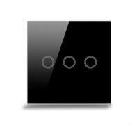 Jotekonoby Dimmer Touch Light Switch, Glass Panel 3 Gang Single Live Wire Control Smart Light Switch For LED Lamp, No Neutral Wire Required(black)