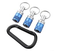 Jotekonoby Drill Bit Holder Keychain for SDS, 4-Piece Non-Slip Metal Bit Holder Set with Carabiner, Heavy Duty Screwdriver Bit Extension Organizer for Drill and(Blue)