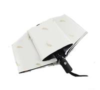 Jotekonoby Feather Pattern Automatic Umbrella - 95cm Windproof Rain & Sun Protection for Outdoor Use, 8 Reinforced Fiberglass Ribs, 190T Waterproof Polyester(Automatic-White)