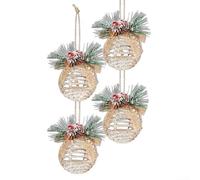 Jotekonoby Festive Handwoven Christmas Ornaments with Pinecone and Berry Decorations, Snow Dusty Accents and Red Berry Wreath Elements for Winter Home Décor