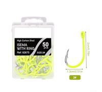 Jotekonoby Fluorescent Fishing Hooks Highcarbon Barbed Single Sea Hook Accessories for Carp Circle Fish 50pcs Steel Terminal Tackle Angling Set (2)