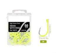 Jotekonoby For Fishing Hooks 50pcs Barbed Single Circle Accessories Set Hook Carp Sea Fish Highcarbon Steel Terminal Tackle Angling Fluorescent (6)