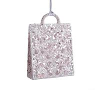 Jotekonoby Glitter Pink Bell Ornament, Snowflake Shaped Christmas Tree Hanging Decor, Festive Glitter Decoration for Holiday Season, Plastic Lightweight Design(Handbag Style)