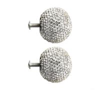 Jotekonoby Glitter Rhinestone Ball Shape Door Handles for Wardrobe, Drawer and Cabinet with 5 Different Length Screws Included - 2 Pieces Set(White)
