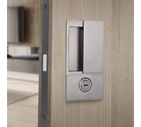 Jotekonoby Handleless Door Lock for Modern Interior Doors with Recessed Push Pull Mechanism, Silent Magnetic Catch, Invisible Keyhole Design, Zinc Alloy Flat(Nickel)