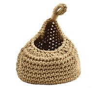 Jotekonoby Handwoven Jute Cotton Rope Hanging Wall Basket, Breathable Vegetable Fruit Storage, Rustic Farmhouse Kitchen, Indoor Outdoor Use, Space-Saving Design(F（28X35CM）)
