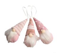 Jotekonoby Holiday Ornament 3-Pack: Cute Plush Gonk Santa Dolls with Hat for Christmas Tree Hanging Decoration, 15 * 6 * 4cm, for Seasonal Décor(Pink)