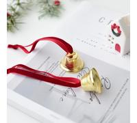 Jotekonoby Iron Christmas Bell Ornaments Set of 6, Gold-Tone Festive Hanging Decorations, Traditional Bell Charm for Tree, Wreath & Seasonal Home Décor(Version A 48g)