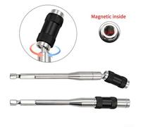 Jotekonoby Magnetic Drill Bit Extension Rod 145mm 1/4 Inch Hex Shank Chrome Vanadium Steel Quick Change Adapter with Pivoting Function for Power Tools(E)