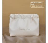 Jotekonoby Makeup Bag for Women, Pleated Portable Storage Bag with Compact Design, 17x12x5cm PU Travel Cosmetic Organizer for Lipstick, Data Cables and Small(Folds - White Suit (Large + Small))