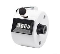Jotekonoby Mechanical Hand Counter for People Counting - 4-Digit Plastic Clicker with Metal Mechanism, Portable Traffic Tally Counter for Events, Re(WHITE)