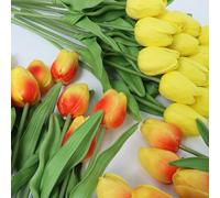 Jotekonoby Mini Artificial Tulip Flowers 10Pcs Set for Wedding and Home Decor, PU Material Simulation Flowers with 12.2 Inch Stems for Various Occasions(Yellow)