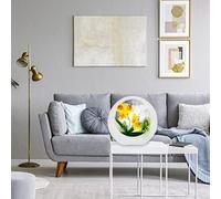 Jotekonoby Moon-Shaped Artificial Orchid Wall-Mounted Potted Plant with Bendable Branches, Green Plant Ornament for Indoor Decor in Living Spaces and Offices(Yellow)