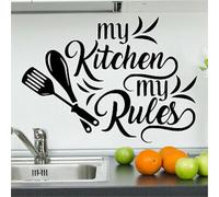 Jotekonoby My Kitchen My Rules Decorative Wall Sticker, Removable PVC Vinyl Art for Kitchen Decor, 55 x 44 cm Wall Decal with Easy Application and Matte Finish