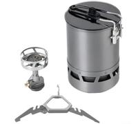 Jotekonoby Outdoor Camping Stove and Pot All-in-One System - Efficient Folding Design with High Heat Resistance - for Backpacking, Hunting and Solo Adventures