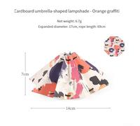 Jotekonoby Paper Lamp Shade for Camping, 17cm Umbrella Design Lantern Cover with Artistic Print Light Diffuser, Lightweight Outdoor Paper Lantern with Hanging(Orange)