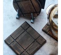 Jotekonoby Paulownia Wood Pot Holders Coasters Set - Heat-resistant Square Kitchen Mat for Pots Pans Teapots and Hot Drinks 19x19cm Plus 27x27cm Natural Finish(19CM+SQUARE)