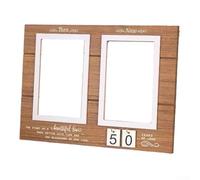 Jotekonoby Personalized Wooden Anniversary Photo Frame with Then and Now Design, Side-by-Side Layout for Past and Present Photos, Perfect for 30th 40th 50th(Yellow)