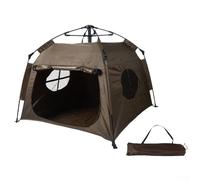Jotekonoby Pet Pop-Up Shelter, Automatic Folding Pet Shelter Camping Tent, Spacious Breathable Mesh Enclosure For Dogs Cats Outdoor Activities(Dark brown)