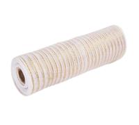 Jotekonoby Polypropylene Deco Mesh Ribbon, Metallic Foil Stripes, 26Cm X 10Yd, Multi-Colour, Wrapping Mesh, For Christmas Wreaths, Bows, DIY Decoration(white+gold)