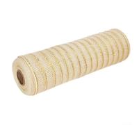 Jotekonoby Polypropylene Deco Mesh Ribbon, Metallic Foil Stripes, 26Cm X 10Yd, Multi-Colour, Wrapping Mesh, For Christmas Wreaths, Bows, DIY Decoration(milk white+gold)
