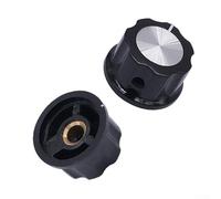 Jotekonoby Potentiometer Knobs 6mm Shaft, 10 Pack Rotary Knob for Electronics, Silver Top Black Knob Cap Compatible with 6 mm Dia. Potentiometers, 21mm Top