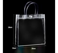 Jotekonoby Reusable Clear PVC Tote Bags with Handles Set of 5, Transparent Plastic Bags for Packaging, Shopping, and Special Occasions (28x28x10cm)