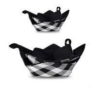 Jotekonoby Reversible Microwave Bowl Cozy Holder For Hot and Cold Food - Polyester Potholder with Sponge Padding, Black + White, 8 x 8 x 3 in(S+L)