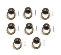 Jotekonoby Ring Pull Cabinet Handle Set Zinc Alloy Single Hole Knob for Drawer Dresser Cupboard Wardrobe Door Box with Screws, Black or Bronze Finish, 4 or 8 Pieces(Bronze 8PCS)