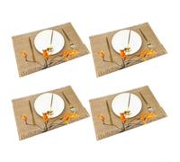 Jotekonoby Set of 4 Heat-Resistant Dining Table Mats Made from Jute Material, for Restaurants and Homestays with Fan Shape Design, 18x12 Inch/45x30cm(khaki)
