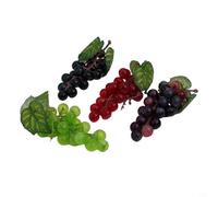 Jotekonoby Set of 4 Lifelike Artificial Grape Bunches with Frost Texture - Soft Glue Simulation Fruit in Agate, Red, Black and Green for Wall Decor and Display