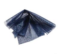 Jotekonoby Shiny Glitter Tulle Mesh Fabric, Sheer Polyester, 150Cm Width, 91.5cm Length, Lightweight Flow, Perfect For Handmade Wedding Garments, Home Decor, Crafts(dark blue)