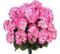 Jotekonoby Silk Artificial Flowers for Garden Decor | 36 cm Faux Geraniums | Realistic Emulation of Flowers for Porch, Patio or Living Room | Fade-Resistant &(Pink)