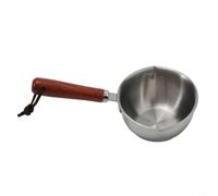 Jotekonoby Stainless Steel Milk Pan with Long Wood Handle 150ml 300ml for Baby Porridge Warm Milk Making Sauce Chocolate Pot Stove Safe Kitchen Cookware(150ML)