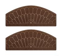 Jotekonoby Staircase Mat for Indoor Outdoor Steps, Semicircular European Floral Pattern Step Cover with Anti-Slip TPR Backing, Moisture Absorbing & Noise(Brown)