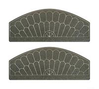 Jotekonoby Staircase Mat for Indoor Outdoor Steps, Semicircular European Floral Pattern Step Cover with Anti-Slip TPR Backing, Moisture Absorbing & Noise(Gray)