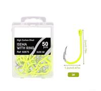 Jotekonoby Steel Fishing Hooks 50pcs Barbed Fish Circle Hook Set for Carp Sea Single Angling Fluorescent Terminal Tackle Highcarbon Accessories (3)