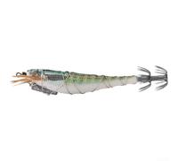 Jotekonoby Steel Wire Shrimp Fishing Lure with Glow-in-the-Dark Body, 12cm 13g Realistic Swimming Bait for Squid and Octopus, Resistant Umbrella Hooks(A)