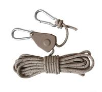Jotekonoby Tent Guy Line With Pulley, 4M Windproof Rope For Camping Canopy, Adjustable Aluminum Alloy Lanyard For Outdoor Hiking, Army Green Khaki White Red Orange(E)