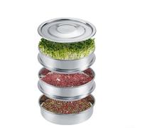 Jotekonoby Three-level Seed-Sprouter Tray With Lid, Multi-Layer Stackable Microgreens Growing Container For Growing Beans, Sprouts, Microgreens(B)